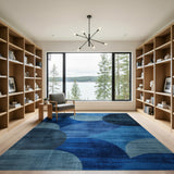Blue Overlapping Circles Geometric Area Rug