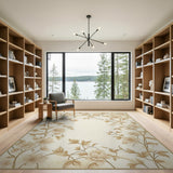 Beige Floral Vine Area Rug