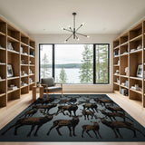 Majestic Stag Deer Herd Area Rug
