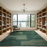 Emerald Green Geometric Bamboo Area Rug