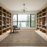 Tan Geometric Trellis Area Rug