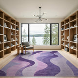 Abstract Area Wavy Purple Wavy Abstract Area Rug