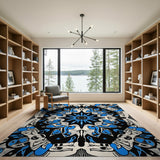 Blue Skull Mandala Area Rug