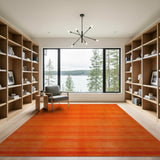 Vibrant Orange Horizontal Stripe Orange Area Rug