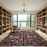 Ornate Pink Acanthus Leaf Baroque Rug