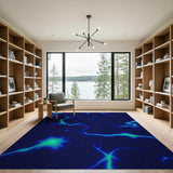 Neon Blue Lightning Storm Area Rug