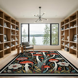 Vibrant Red Mushroom Meadow Area Rug
