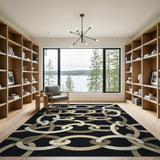 Beige Interlocking Chain Geometric Area Rug