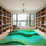 Green Cascading Green Waves Area Rug