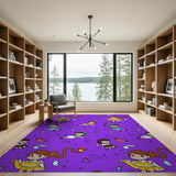Purple Kawaii Chibi Girls Cartoon Area Rug