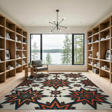 Southwestern Starburst Feather Multi-Color Area Rug