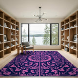Traditional Persian Pink Pink Floral Medallion Persian Area Rug