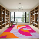 Pink Geometric Circle Area Rug