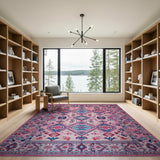 Traditional Persian Vibrant Pink Persian Geometric Area Rug