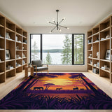 Purple Savanna Sunset Silhouette Area Rug
