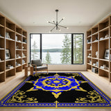 Royal Blue and Gold Medallion Persian Area Rug
