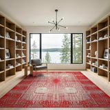 Red Geometric Lattice Web Area Rug