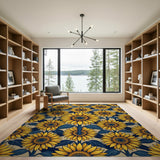 Vintage Sunflower Pattern Area Rug