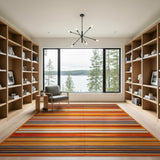 Vibrant Orange Horizontal Stripe Rug