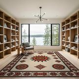 Orange Sunburst Tribal Area Rug