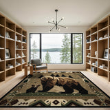 Mother Bear Cub Tribal Winter Forest Rug