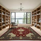 Traditional Persian Red Rug with Ivory Medallion