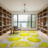 Fruit Pattern Yellow Vibrant Lemon Fruit Pattern Area Rug