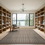 Classic Brown Tan Plaid Farmhouse Rug