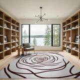 Swirling Rose Line Art Area Rug