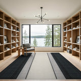 Geometric Modern Black and White Black White Vertical Stripe Area Rug