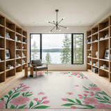 Pink Sakura Blossom Border Area Rug