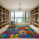 Kids Cartoon Colorful Puzzle Alphabet Area Rug