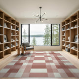 Blush Beige Checkered Area Rug