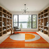 Orange Sun Crescent Moon Geometric Area Rug