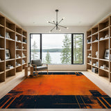 Distressed Orange Geometric Area Rug