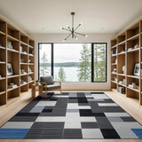 Black and White Geometric Black White Modern Area Rug