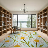 Whimsical Daisy Floral Area Rug