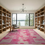 Pink Butterfly Striped Linen Rug