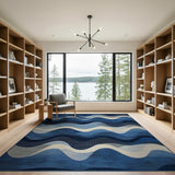 Navy Blue Wave Abstract Area Rug