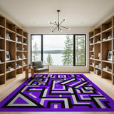 Purple Purple Geometric Maze Area Rug