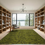 Yellow Bold Yellow Black Wavy Stripe Area Rug