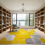 Mustard Yellow Grey Geometric Circle Rug