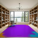 Purple Swirl Border Abstract Area Rug