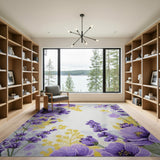 Purple Lavender Blooms and Yellow Sprigs Area Rug