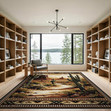 Washable Southwestern Desert Cactus Area Rug - Non-Slip Low Pile