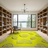 Fruit Pattern Sunny Lemon Slice Yellow Area Rug
