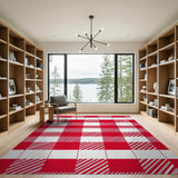 Classic Red Gingham Check Area Rug