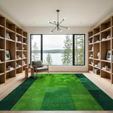 Green Lush Green Patchwork Shag Area Rug