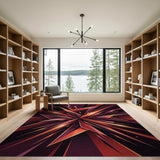 Fiery Geometric Burst Area Rug