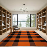 Bold Orange Buffalo Plaid Area Rug